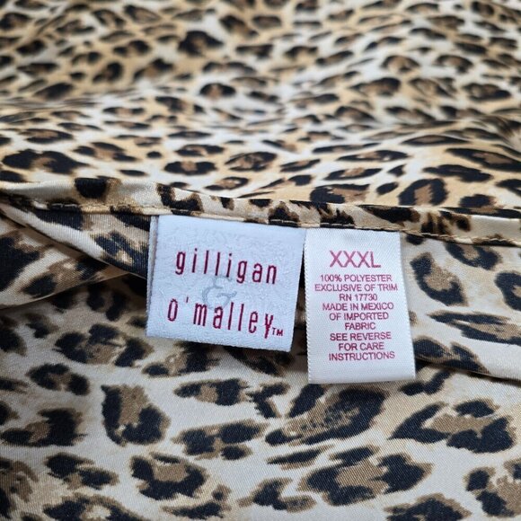 Vintage Gilligan O' Malley Black Brown Cheetah Silky Satin Slip Dress Lingerie - Picture 6 of 6